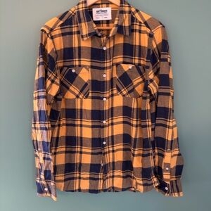 urban pipeline Yellow and Navy Plaid Button-Down Shirt